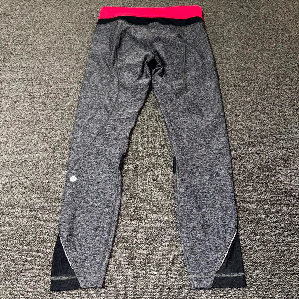 Lululemon Ankle Leggings Womens 6 Heathered Gray Performance Logo Activewear